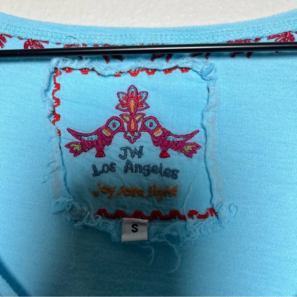 Johnny Was Women Tunic Top‎ Small Blue Embroidered Cotton Front Pocket Hippie - Picture 2 of 12